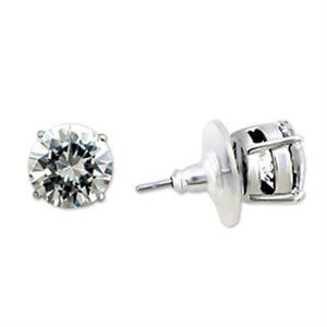 Brass Earrings Rhodium Women AAA Grade CZ